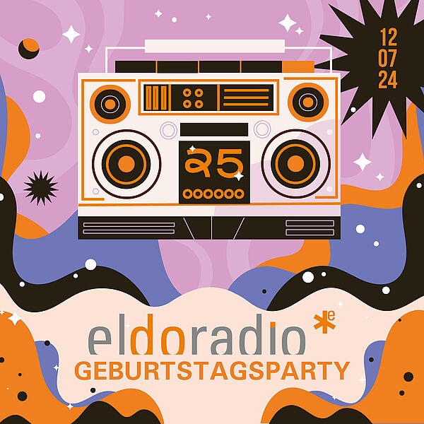 Plakat mit der Ankündigung der eldoradio-Geburtstagsparty