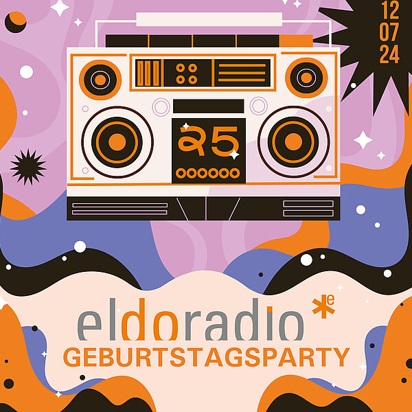 Plakat mit der Ankündigung der eldoradio-Geburtstagsparty