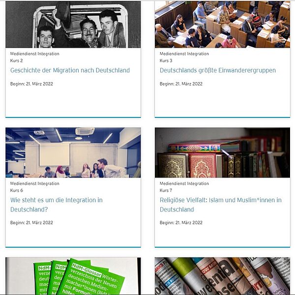 Screenshot der Online-Plattform Medien Migration Integration